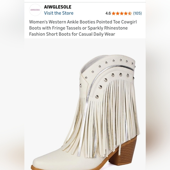 Fringed Cream Women's Boots - Picture 9 of 9